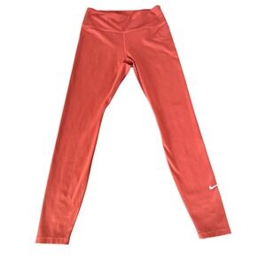 Nike Women Coral Athletic Leggings Cropped Mid Rise Dri Fit Activewear Size M